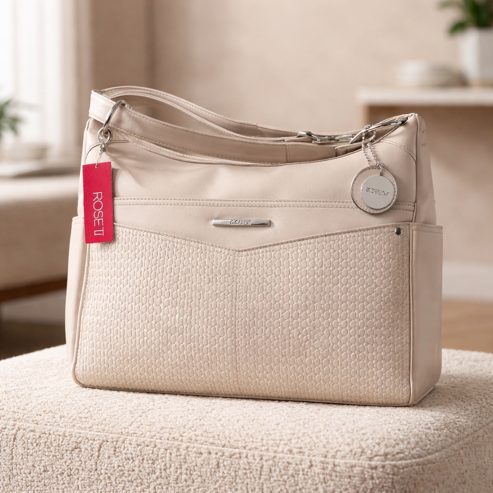 Rosetti Cream Shoulder Bag with Textured Front NWT